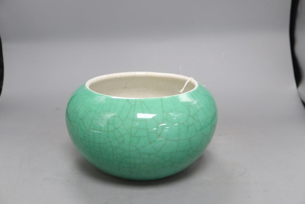 A 19th century Chinese green crackleglaze bowl, height 13cm